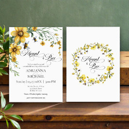 Meant to Bee Rustic Yellow Wedding Invitation Inbjudningar