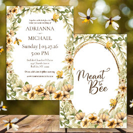 Meant to Bee Rustic Yellow Wedding Invitation Inbjudningar