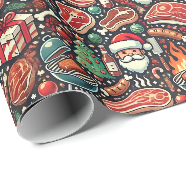 Meat Lovers' Christmas Wrapping Paper Presentpapper (Rullad Hörn)