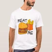 “Meat me” Hamburger en friet illustratie