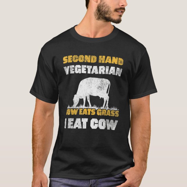 Meat Secondhand Vegetarian Meat Eater T Shirt (Framsida)