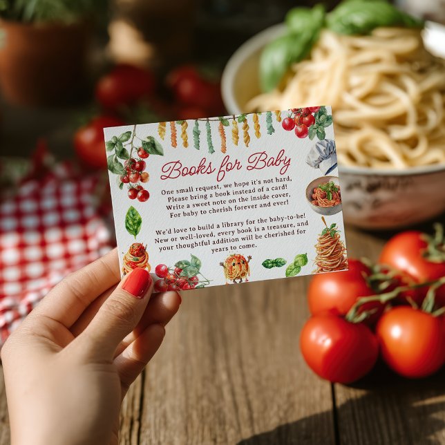 Meatball Italian Pasta Books for Baby Shower Tilläggskort (Meatball Italian Pasta Books for Baby Shower Enclosure Card)