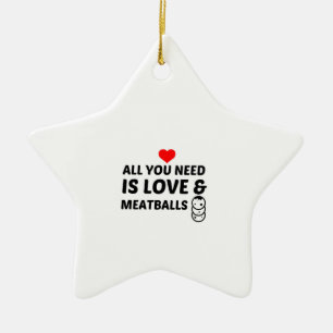 MEATBALLER OCH KÄRLEK JULGRANSPRYDNAD KERAMIK