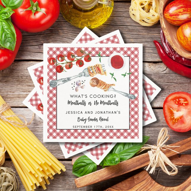 Meatballs Or No Meatballs Gender Reveal Party Pappersservett (Skapare uppladdad)