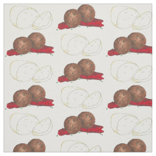 Meatbullar och Mozzarella Italienska Food Fabric Tyg