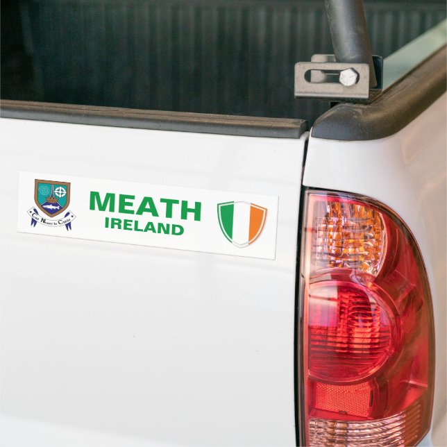 Meath Ireland Vapensköld och Irish Flagga Bumper S Bildekal (På lastbil)