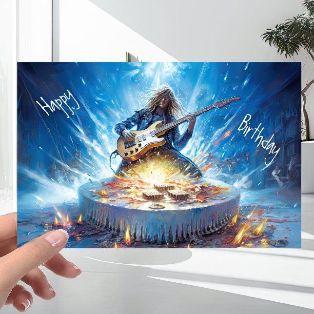 Meavy Metall Music - Coola Rockin Guitarist Birthd Kort (Skapare uppladdad)