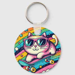 Meaw Katt Tecknad Nyckelring
