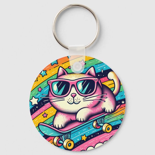 Meaw Katt Tecknad Nyckelring (Framsida)