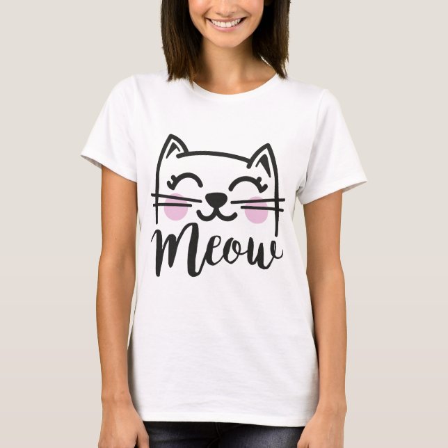 Meaw the Playful Cat T Shirt (Framsida)