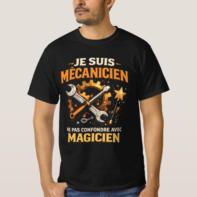 Mécanicien Drôle Garage Mécano Magicien Humour  T Shirt (Framsida)