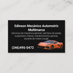 Mecánico Automotriz Naranjo Negro Visitkort