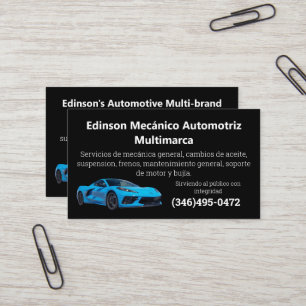 Mecánico Automotriz Slogan Mechanic Bilingual Visitkort