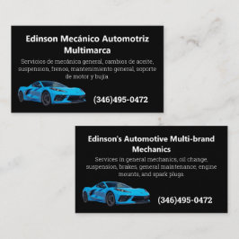 Mecánico Automotriz Spanska engelska Mechanic Visitkort