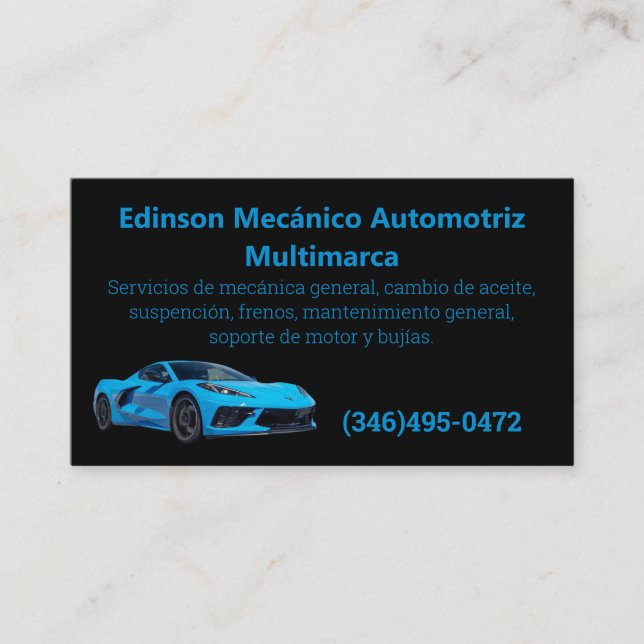 Mecánico Automotriz Tarjetas de Negocios Visitkort (Framsida)
