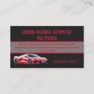 Mecánico Automotriz Tarjetas Rojo Negro Visitkort