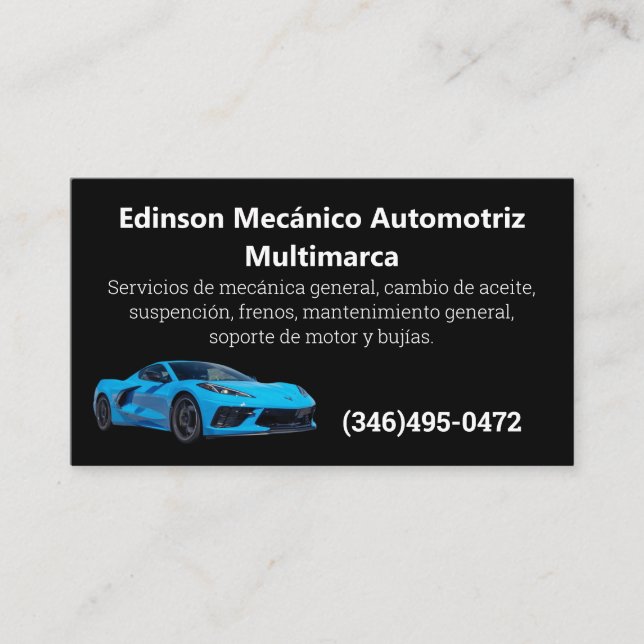 Mecánico Automotriz Visitkort (Framsida)