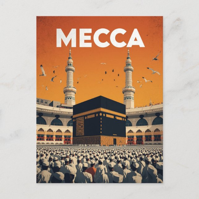 Mecca Hajj Pilgrimage Islamic Vykort (Framsida)