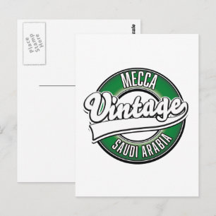 Mecca saudi arabia vintage logotyp vykort