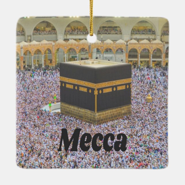 Mecca Saudiarabien Islams semesterstad, Kaaba Julgransprydnad Keramik (Baksida)