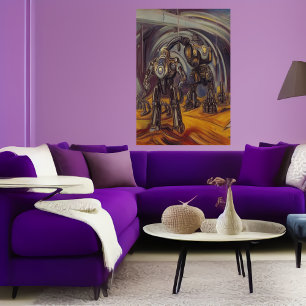 Mech-robot på en främmande planet AI Art Poster