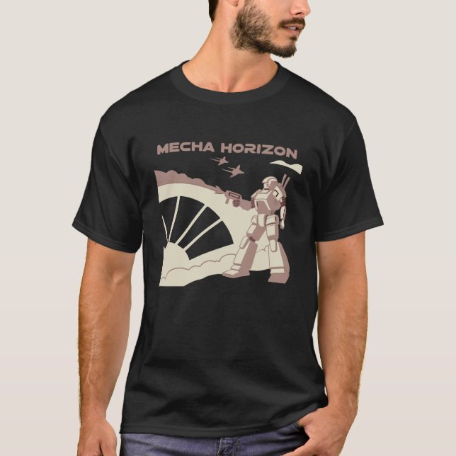 Mecha Horizon - Futuristiska Krig Maskin T-Shirt (Framsida)