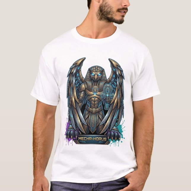 Mecha-Horus egyptisk gudom - Futuristisk Mekanisk T Shirt (Framsida)