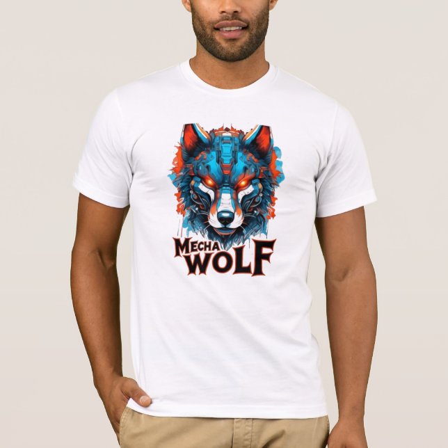 Mecha Wolf Head – Futuristisk Cyberpunk Vargdesign T Shirt (Framsida)