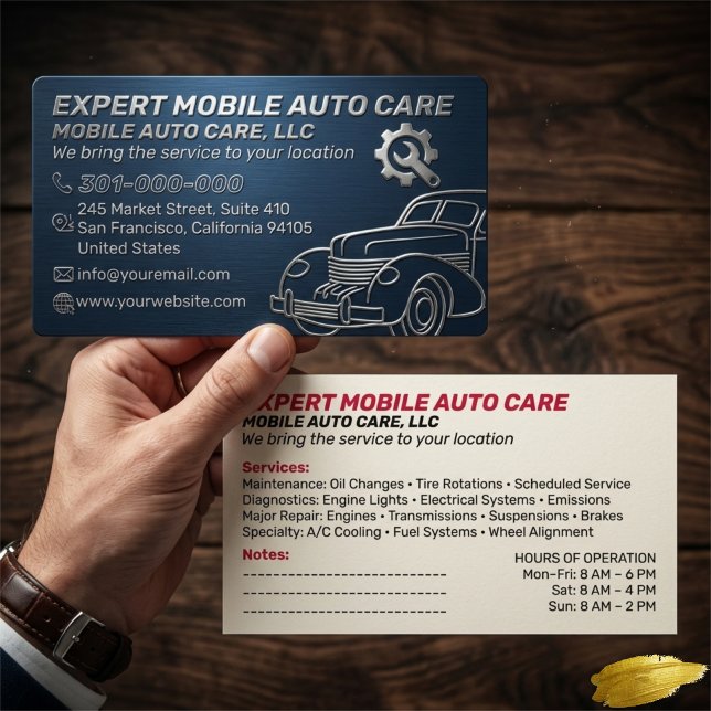 Mechani Service Auto Reparation & Bil AC Specialis Visitkort (Skapare uppladdad)