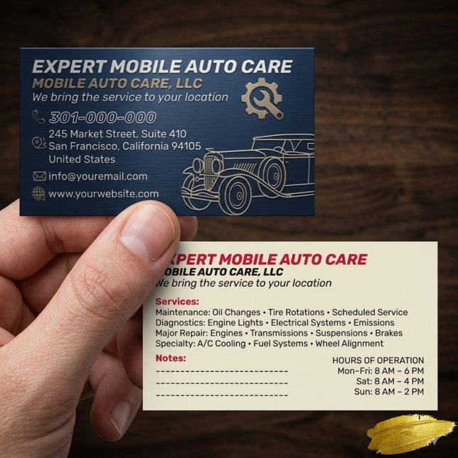 Mechani Service Auto Reparation & Bil AC Specialis Visitkort (Skapare uppladdad)