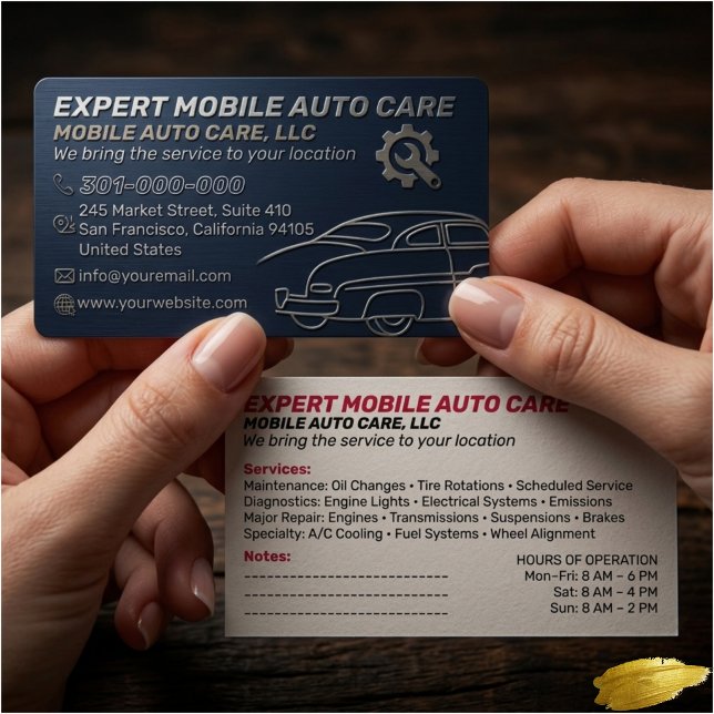 Mechani Service Auto Reparation & Bil AC Specialis Visitkort (Skapare uppladdad)