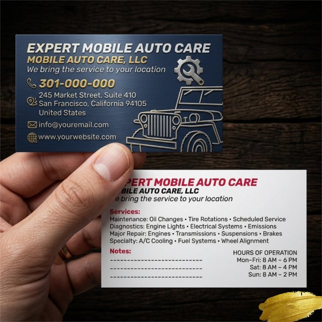 Mechani Service Auto Reparation & Bil AC Specialis Visitkort (Skapare uppladdad)