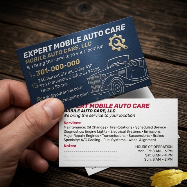 Mechani Service Auto Reparation & Bil AC Specialis Visitkort (Skapare uppladdad)