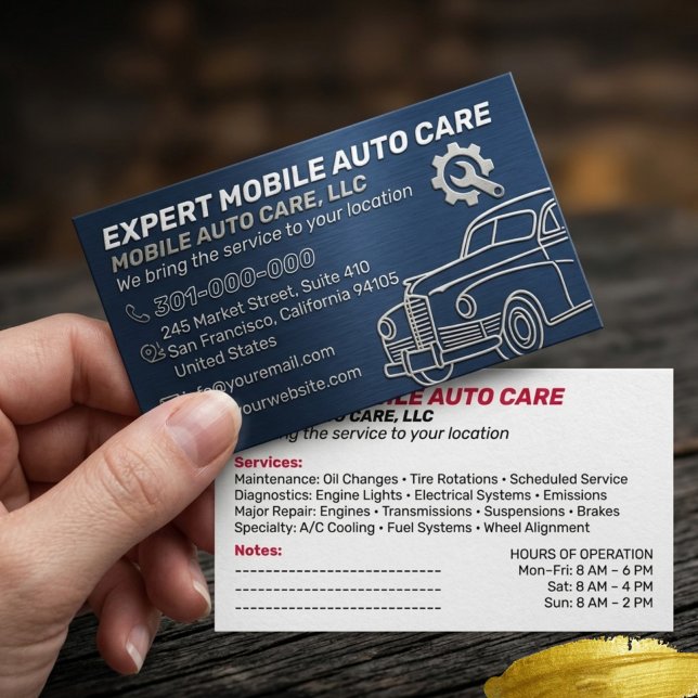 Mechani Service Auto Reparation & Bil AC Specialis Visitkort (Skapare uppladdad)