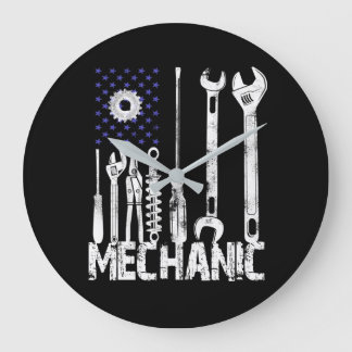 Mechanic Älskare | Mechanic USA flagga Stor Klocka