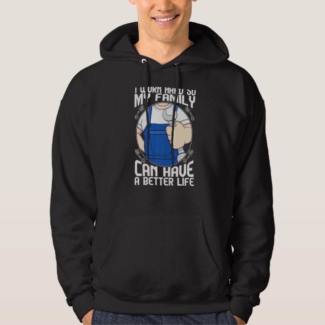 Mechanic Car Guy Garage Car Workshop Hoodie (Framsida)