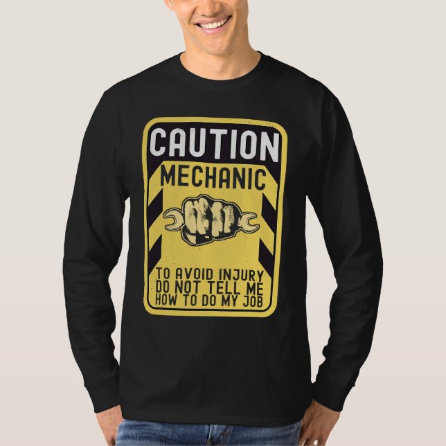 Mechanic Caution Handyman Repairman T Shirt (Framsida)