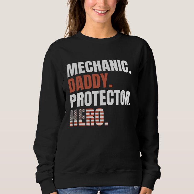 Mechanic Daddy Protector Hero Proud Dad American F T Shirt (Framsida)