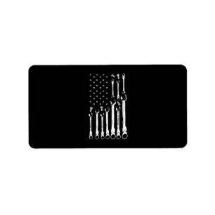 Mechanic Flagga American Patriotic Flagga Car Mech Adressetikett