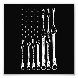 Mechanic Flagga American Patriotic Flagga Car Mech Fototryck