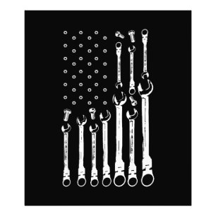 Mechanic Flagga American Patriotic Flagga Car Mech Fototryck