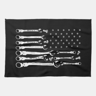 Mechanic Flagga American Patriotic Flagga Car Mech Kökshandduk