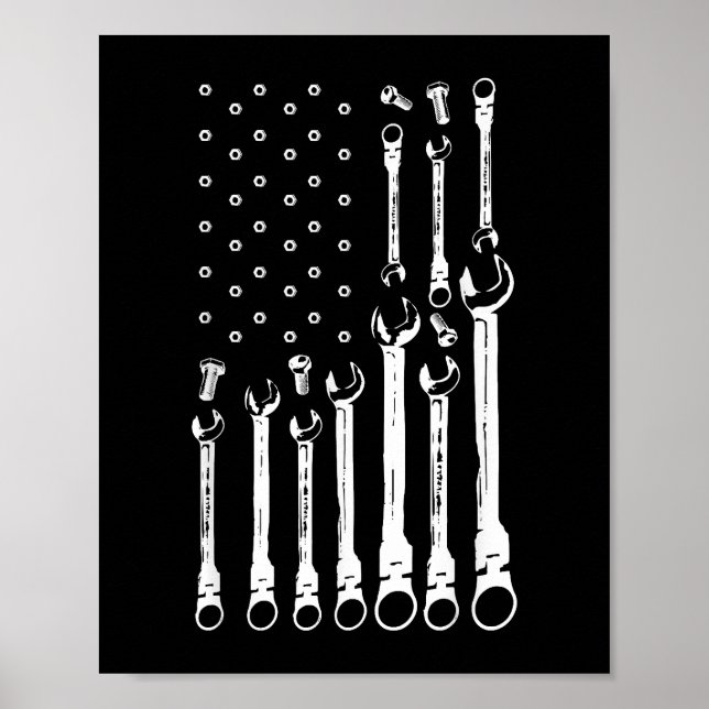Mechanic Flagga American Patriotic Flagga Car Mech Poster (Framsidan)