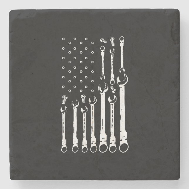 Mechanic Flagga American Patriotic Flagga Car Mech Stenunderlägg (Framsidan)