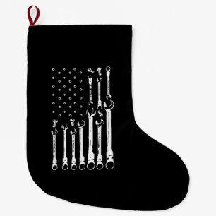 Mechanic Flagga American Patriotic Flagga Car Mech Stor Julstrumpa