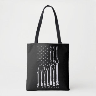 Mechanic Flagga American Patriotic Flagga Car Mech Tygkasse
