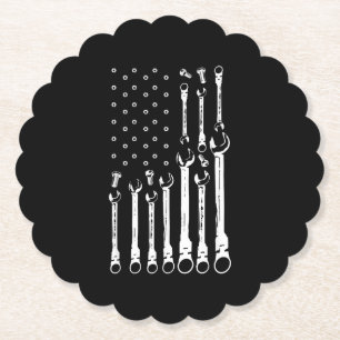 Mechanic Flagga American Patriotic Flagga Car Mech Underlägg Papper