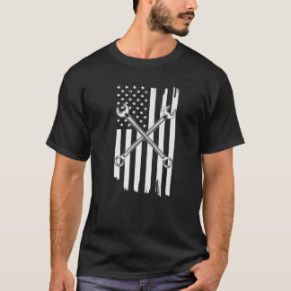 Mechanic Flagga Patriotic Mechanic USA flagga Wren T Shirt
