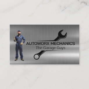 Mechanic Holding Wrench Automatiska tjänster M Visitkort