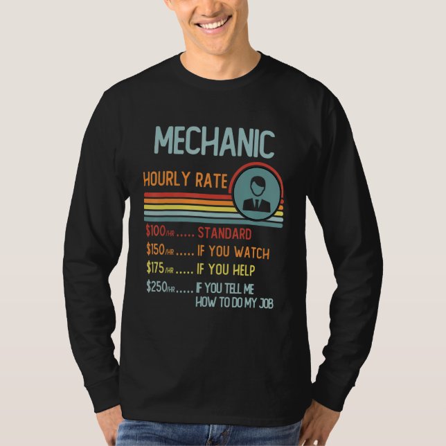 Mechanic Hourly Rate T-Shirt Retro Job Title (Framsida)